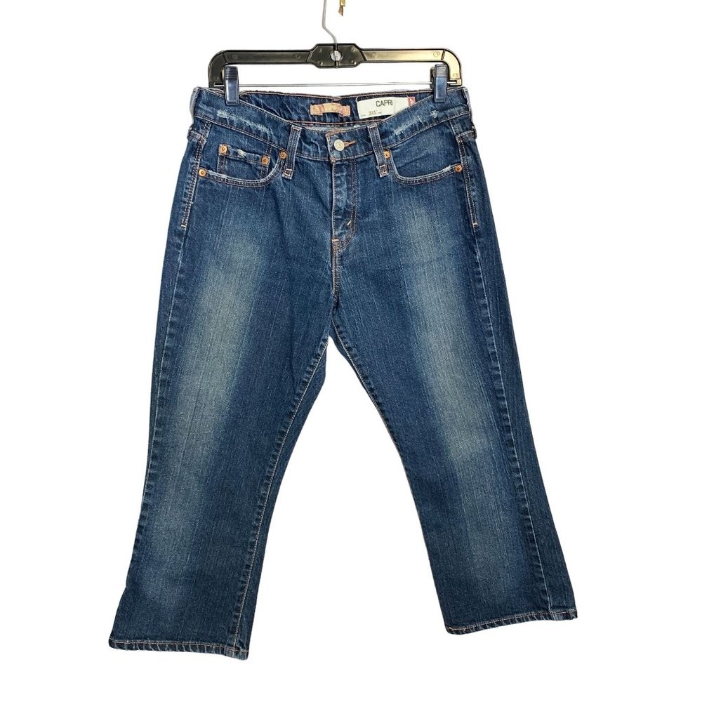Levi's 515 Women's High Rise Dark Wash Blue Stretch Denim Capri Jeans Size 10